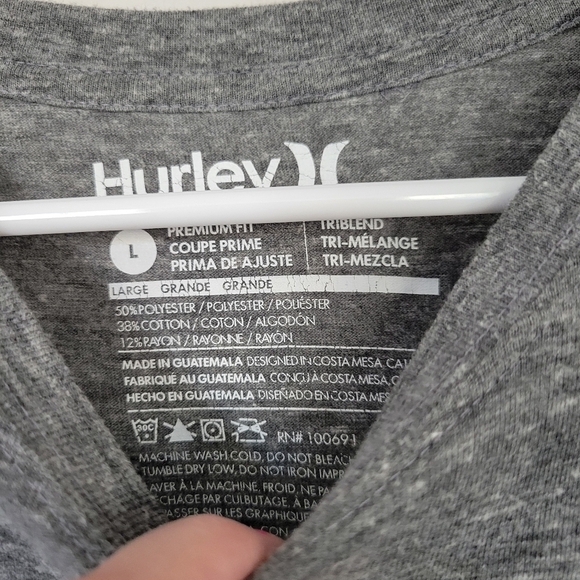 Hurley Men's Large Grey Short Sleeve T-shirt Graphic Tee Orange White - Picture 3 of 4